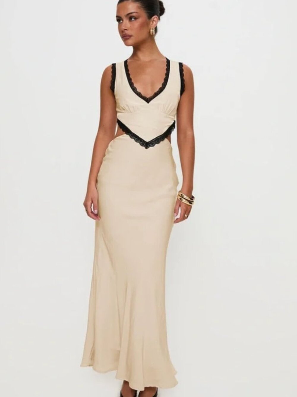 Princess Polly Women's Tan and Cream Dress